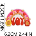 Macro detail of JOY rainbow embroidery patch with dimensions 6.2cm by 4.3cm - No. 20 (Joy Rainbow)