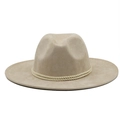 Classic beige suede fedora with woven rope band for sun protection and stylish versatile look - M(56-58cm) / Beige (JXF-46100)
