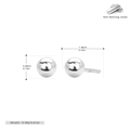 Detailed size specifications for 4mm 925 sterling silver minimalist ball stud earrings - 4mm Silver Plated Platinum