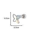 Silver butterfly cartilage earring with opal inlay and 0.72cm by 0.73cm size labels - 3# / Silver