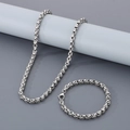 Set collana e bracciale bizantino in acciaio inossidabile con finitura argento lucido - Bracciale 20cm (8 Pollici) / Color Acciaio