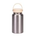 650ml stainless steel sports bottle in silver finish with yellow carry handle lid - Silver - Cream Lid