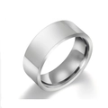 Macro view of wide minimalist silver titanium steel ring with polished mirror surface - Size 6 / 8MM Width / Silver