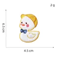 Cute cartoon duck plush embroidery patch with yellow hat and blue bow, size 6.5x4.5cm - Lovely Duck-2#