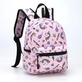 Pink 13-inch kids backpack with colorful unicorn and rainbow cartoon prints - Pink Unicorn