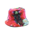 Detailed view of colorful tie-dye bucket hat with reinforced stitching on the brim - M (56-58cm) / Rose Red & Multi-color Tie-Dye