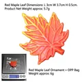 Miniature resin maple leaf figurine in red gradient, dimensions 3x3.7x0.5 cm, weight 5.7g - Maple Leaf / Red