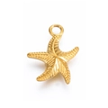 Gouden zeester bedel met getextureerd oppervlak voor doe-het-zelf oceaanarmbanden - Zeester 18x14mm
