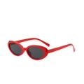 Kleine Retro-Sonnenbrille mit hellem rotem Ovalrahmen und dunklen Gläsern für Damen - Roter Rahmen Graue Gläser