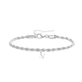 Bracciale a catena a corda con ciondolo lettera N in acciaio inossidabile argento - K-Acciaio