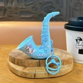 Creative blue saxophone keychain with cute cat pattern for backpack decoration. - Cat / Blue