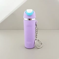 Miniature purple tumbler keychain with blue lid and silver ring for lip balm storage - 03 Color Matching Light Purple