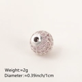 Pink cubic zirconia paved round bead for DIY bracelets, 1cm diameter jewelry component - 10MM Pink Zirconia Platinum Plated