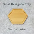 Hexagonal bamboo coaster tray for DIY crafts with 10.5x9x1cm dimensions and natural finish - Small Hexagon Tray (10.5x9cm)
