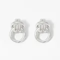 Polished silver stainless steel twist hoop earrings in a modern minimalist style - Silver (PD3437)