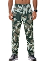 Men's camouflage cargo pants featuring green and brown patterns with drawstring waist - Dark Gray
