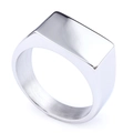Anillo de sello rectangular minimalista de plata en acero inoxidable para mujeres - US 5 / Color Acero