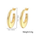 Polished 18K gold plated stainless steel chunky C-shaped hoop earrings 3.1cm height - Oval Hollow (MS-017) / Gold