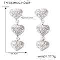 Boucles d'oreilles cœur en acier titane argenté avec texture martelée et perles - Boucles d'oreilles en argent