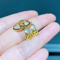 Pendientes de muñeca dorados con circonitas amarillas y piedra de opale blanco - Princesa Amarilla