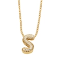 Gold plated initial S necklace featuring sparkling pave set cubic zirconia crystals - S