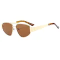 Classic gold metal aviator sunglasses with brown lenses and double bridge design - Gold Frame Tea Lens