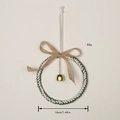 Handwoven green and white ring ornament with a burlap bow and golden bell decoration - Burlap Bow Wreath (SJ4028W)