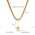 Dettagli su dimensioni e peso della collana a Y in acciaio inossidabile placcato oro 18K con sfera - Collana a Y Dorata con Stile a Sfera (HC-N40239)
