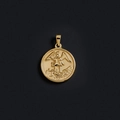 18K gold plated titanium steel coin pendant with embossed winged angel figure detail - M15 (Round Angel)