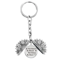 Detail of sunflower keychain with engraved sisters sentiment on inner pendant - T00004 Full Silver (Not Sisters By Blood But Sisters By Heart)