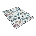 Detail of bohemian patterned flannel blanket featuring rainbow and cactus hand-drawn designs - White Boho Symbols / 75X100 CM