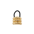 Three-layer gold metal hair tie with irregular pleated texture and elastic band - Gold Triple Bar Liquid 4cm / Gold
