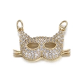 Ciondolo maschera da gatto dorato con zirconi per la creazione di collane e bracciali - Maschera di Gatto/YSN088-01