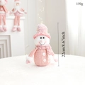 Detailed close-up of pink Christmas snowman plush decoration with 22cm height dimension - Pink Standing Snowman / Height 22cm/Weight 150g