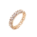 Detailed view of rose gold eternity ring with heart-cut cubic zirconia stones - Gold White Zirconia