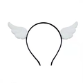 Close-up of white plush angel wing headband for Halloween party hair accessory - Angel Headband