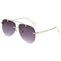 Moderne Metall-Pilotenbrille mit lila Verlaufsgläsern und goldenem Doppelsteg-Rahmen - Goldrahmen Grau Verlaufs