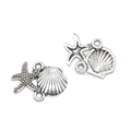Silver alloy starfish and seashell pendant charm for DIY jewelry bracelets - Starfish Pendant (A4-061) / Antique Silver