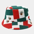 Dettaglio cappello alla pescatora con bandiera Messico ed emblema su tela resistente - M (56-58cm) / Tema Messicano Verde Bianco Rosso (Colore 12#)