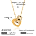 Collana in acciaio inossidabile dorato con ciondolo a cuore e doppi anelli di cristallo - Anello Cuore Perlina Portafortuna (JDN0307026)