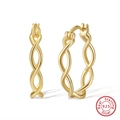 Elegant gold S925 sterling silver twisted hoop earrings set with a polished finish - SE363-Gold Twisted