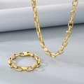 Conjunto de collar y pulsera de eslabones trapezoidales dorados con diseño minimalista - Pulsera 20CM / Dorado