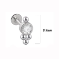 Surgical stainless steel labret stud with crystal cluster and 8.9mm size detail - 8.9mm Rhinestone Style (12 silver) / 1.2*8mm / Silver