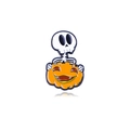 Cartoon Halloween enamel pin featuring a white skeleton hugging an orange pumpkin - Skeleton Pumpkin (CZ0216-3)