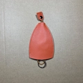 Bell-shaped orange leather key cover protector with metal ring and black snap button - Solid Orange