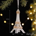 Transparent acrylic Eiffel Tower Christmas ornament with gold sequins for festive decor - Sequin Tower