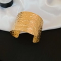 Close-up of wide golden cuff bracelet with irregular hammered metal texture details - Irregular Ripple Style (3#) / Gold