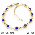 Golden stainless steel bracelet featuring blue zircon stars with adjustable clasp - Gold + Blue Zircon (KB183068-TJG)