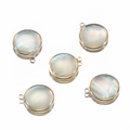 Iridescent heart and star mother of pearl shell charms with gold rim for DIY jewelry making - 15mm White Shell Round