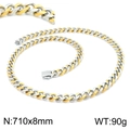 Chaîne cubaine bicolore or et argent en acier inoxydable 710x8mm pour homme - Collier Or & Argent 710x8mm